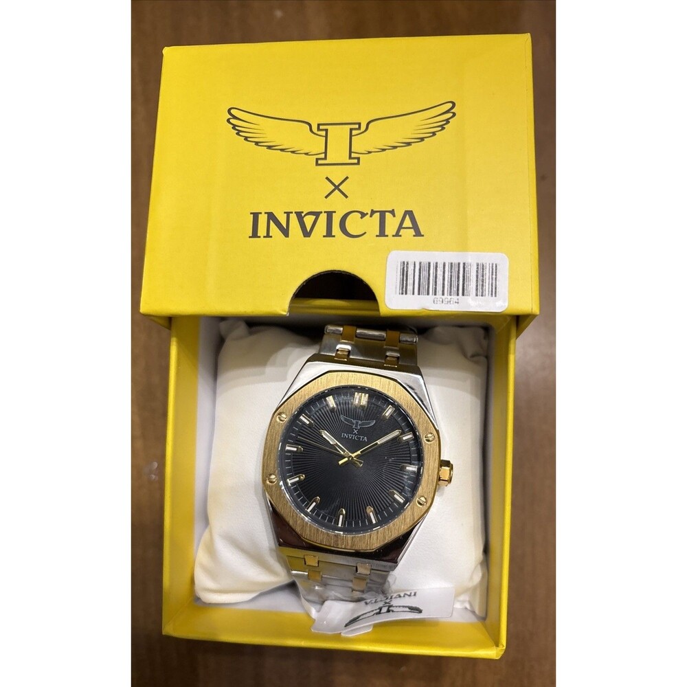 Invicta Men's Quartz Analog Watch Black Dial Two-Tone Bracelet 30m w/Box 69964